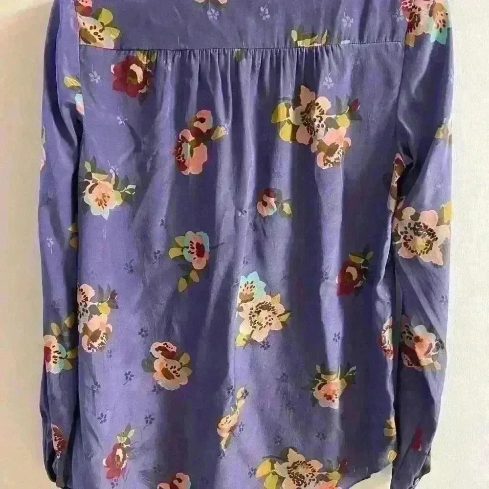 Rebecca Taylor 100% silk 1/4 button up pop over blouse. A bit oversized Sz 2 - Picture 7 of 7